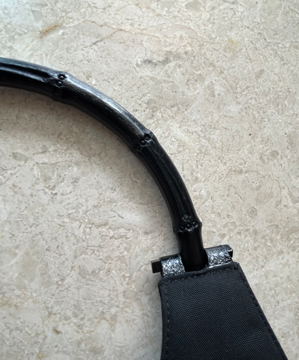 Gucci '90s (Tom Ford era) Black Bamboo Nylon Leather Shoulder Bag