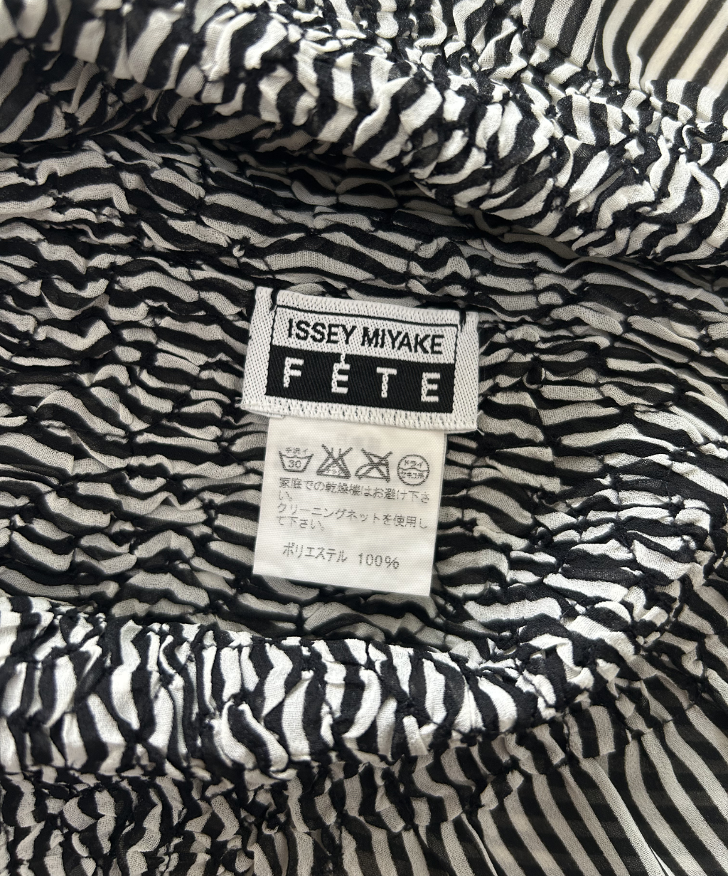 Issey Miyake Fete Ruched Striped Frill Blouse