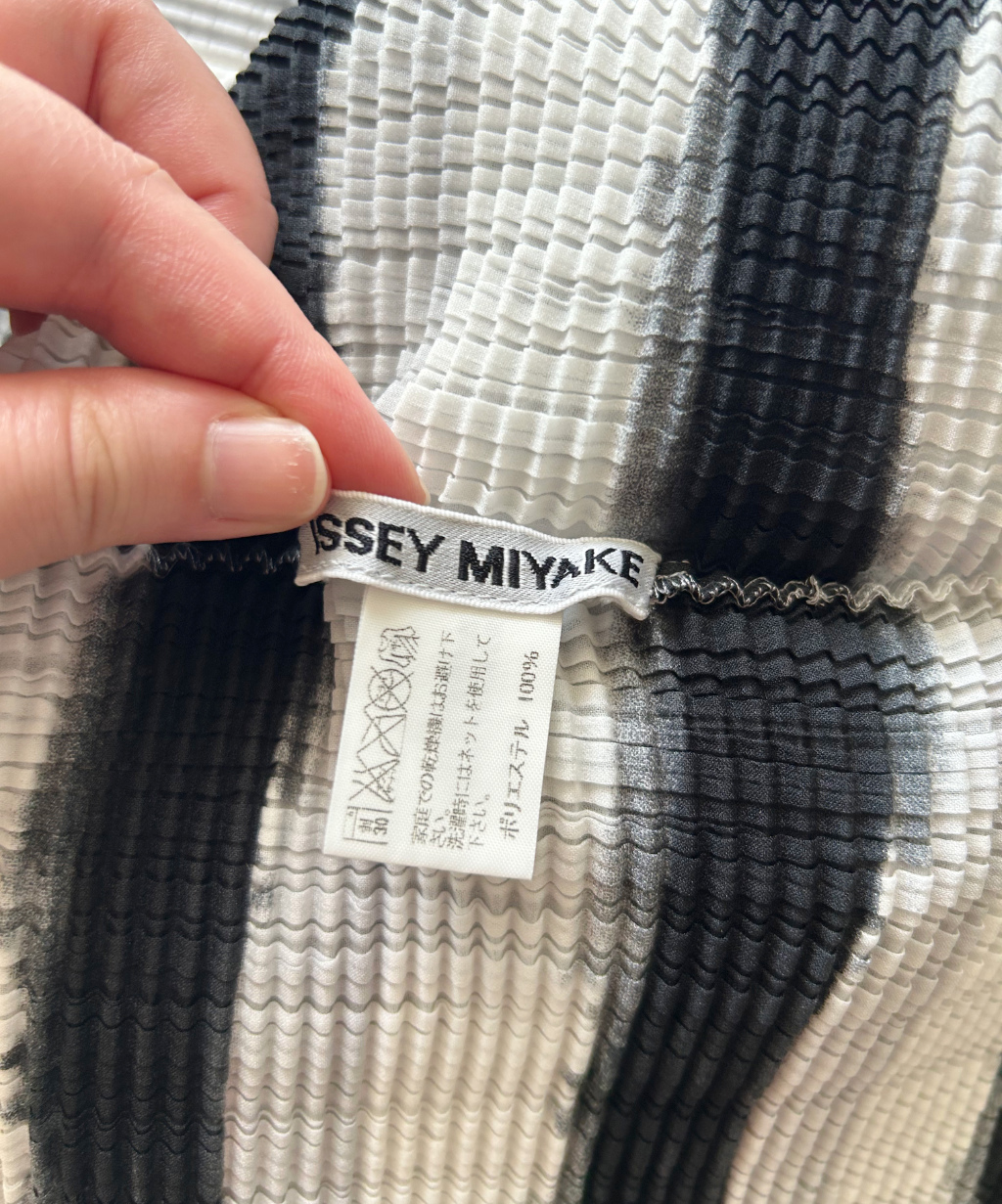 Issey Miyake High Neck Striped Pleats Shirt