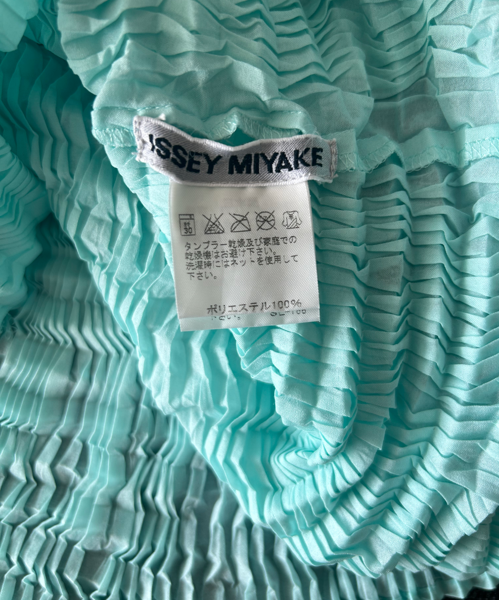 Issey Miyake Sheer Seagreen Pleated Long Sleeve Shirt