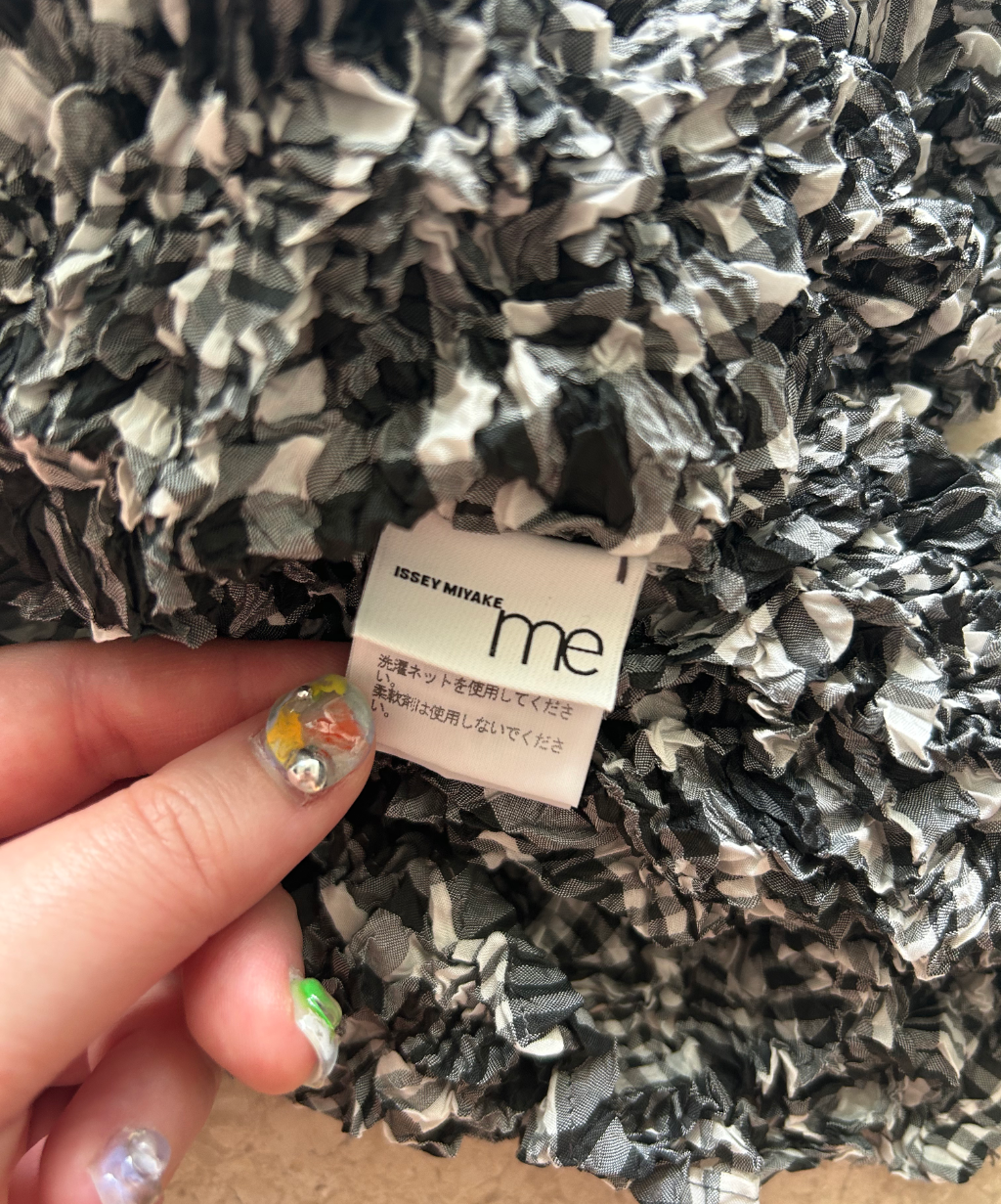 Me Issey Miyake Crinkle Pleated Check Top