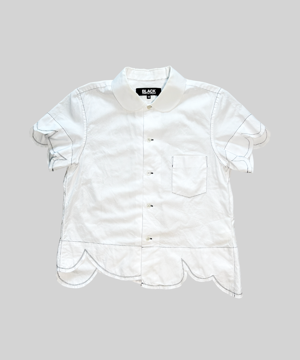 Black Comme des Garcons Contrast Stitch Scallop Shirt