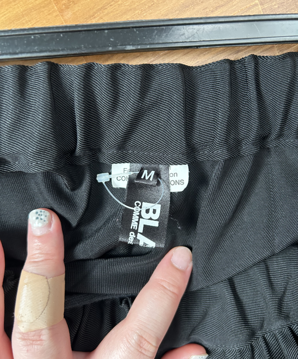 Black Comme des Garcons AW21 Pleated Asymmetrical Skirt