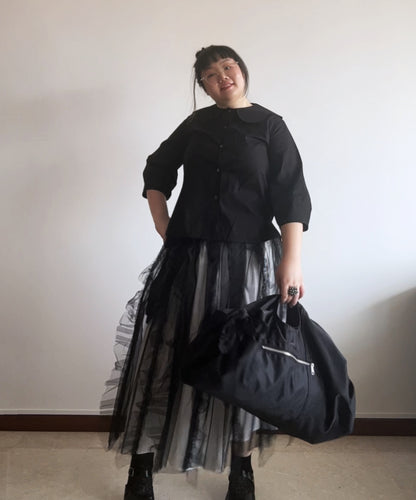 Black Comme des Garcons lightweight nylon boston candy bag