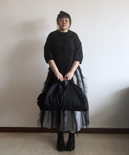 Black Comme des Garcons lightweight nylon boston candy bag