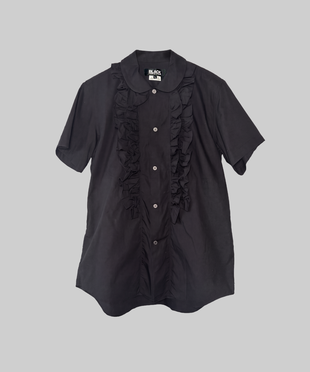 Black Comme des Garcons 2015 Ruffle Short Sleeve Shirt