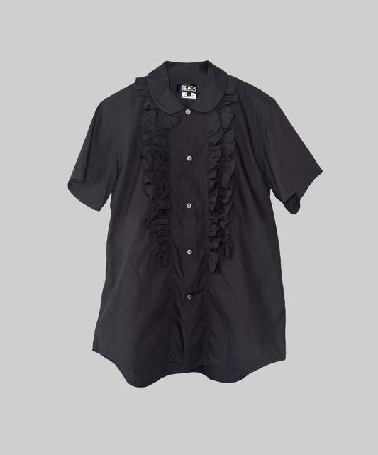 Black Comme des Garcons 2015 Ruffle Short Sleeve Shirt