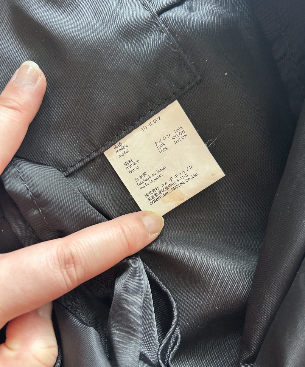 Black Comme des Garcons lightweight nylon boston candy bag