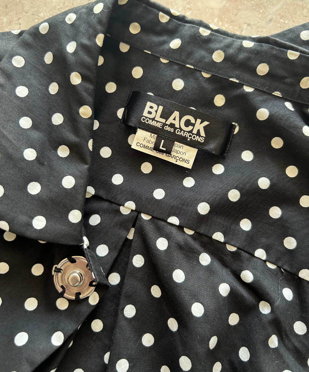 Black Comme des Garcons SS11 Round Collar Polka Dot Shirt