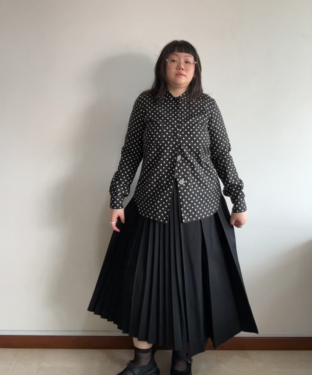 Black Comme des Garcons SS11 Round Collar Polka Dot Shirt