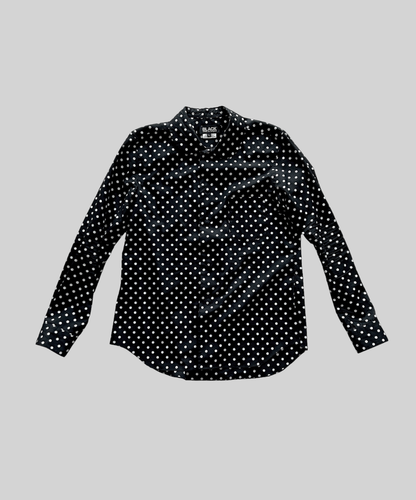Black Comme des Garcons SS11 Round Collar Polka Dot Shirt