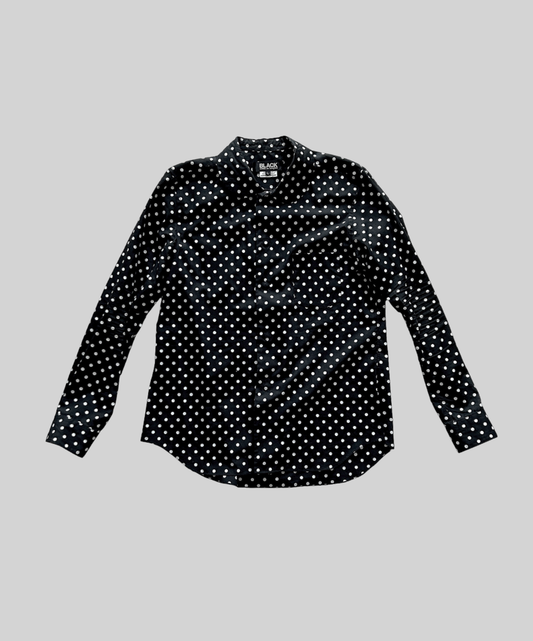 Black Comme des Garcons SS11 Round Collar Polka Dot Shirt