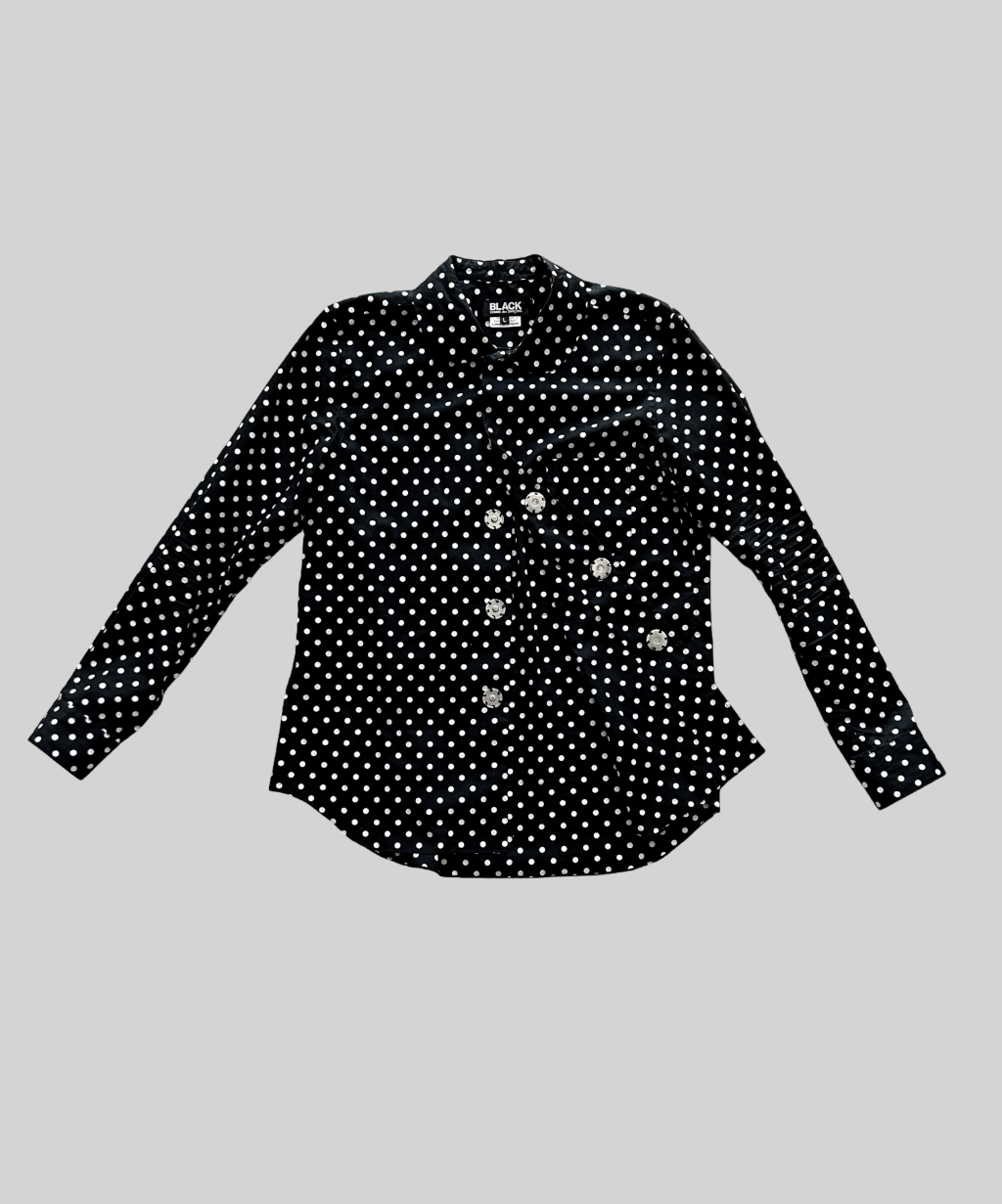 Black Comme des Garcons SS11 Round Collar Polka Dot Shirt