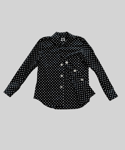 Black Comme des Garcons SS11 Round Collar Polka Dot Shirt