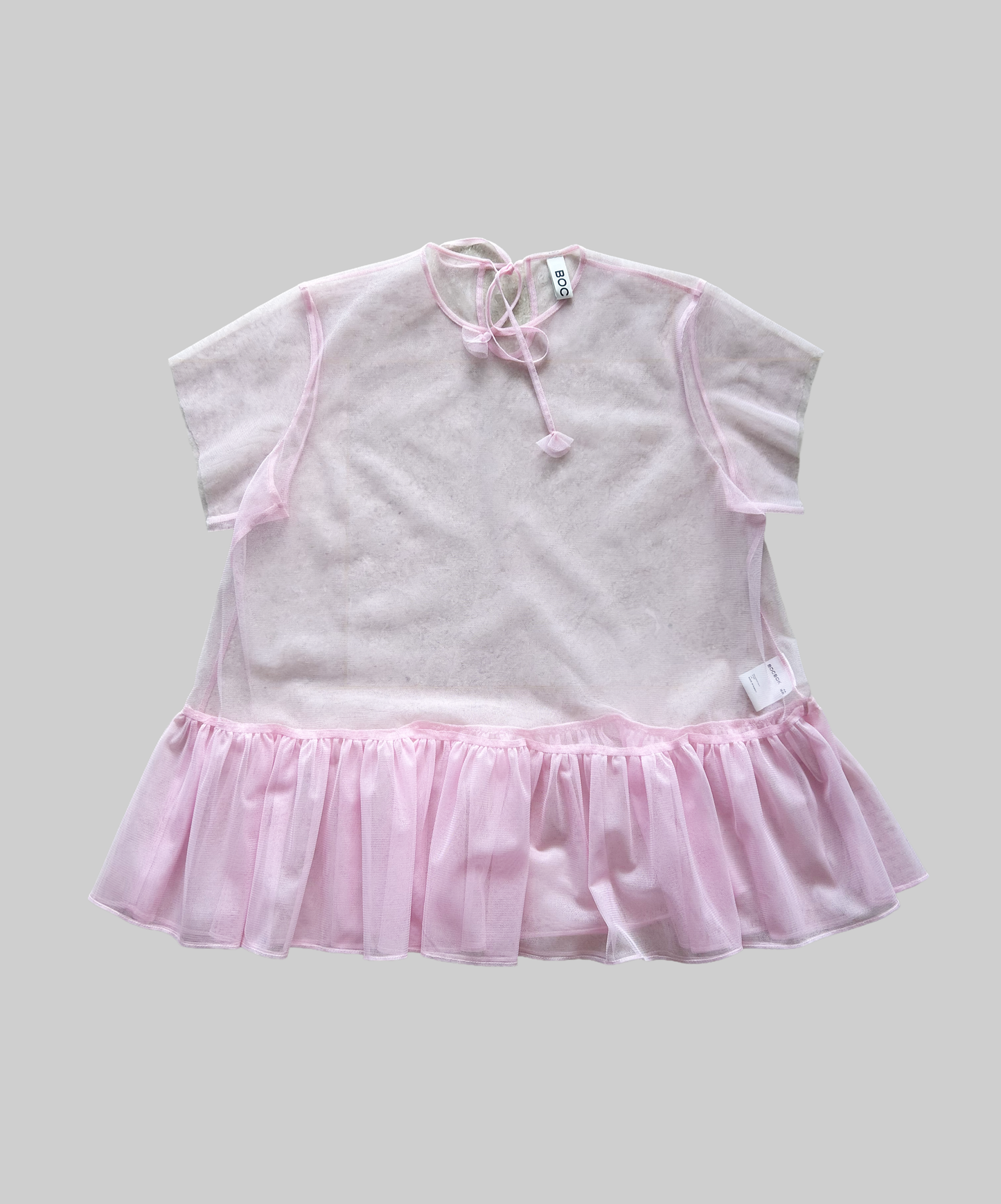 BocBok Pink Sheer Peplum Blouse