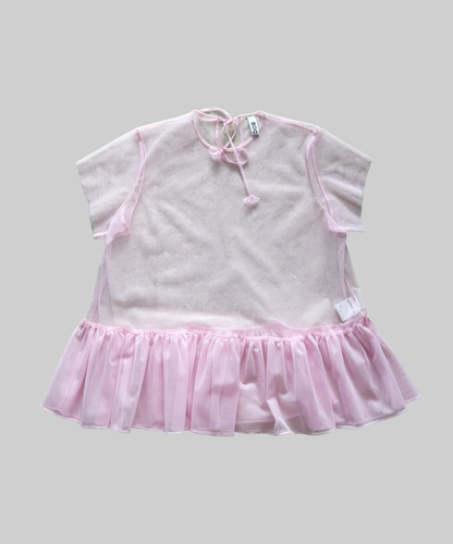 BocBok Pink Sheer Peplum Blouse