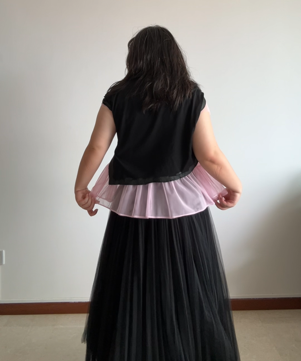 BocBok Pink Sheer Peplum Blouse