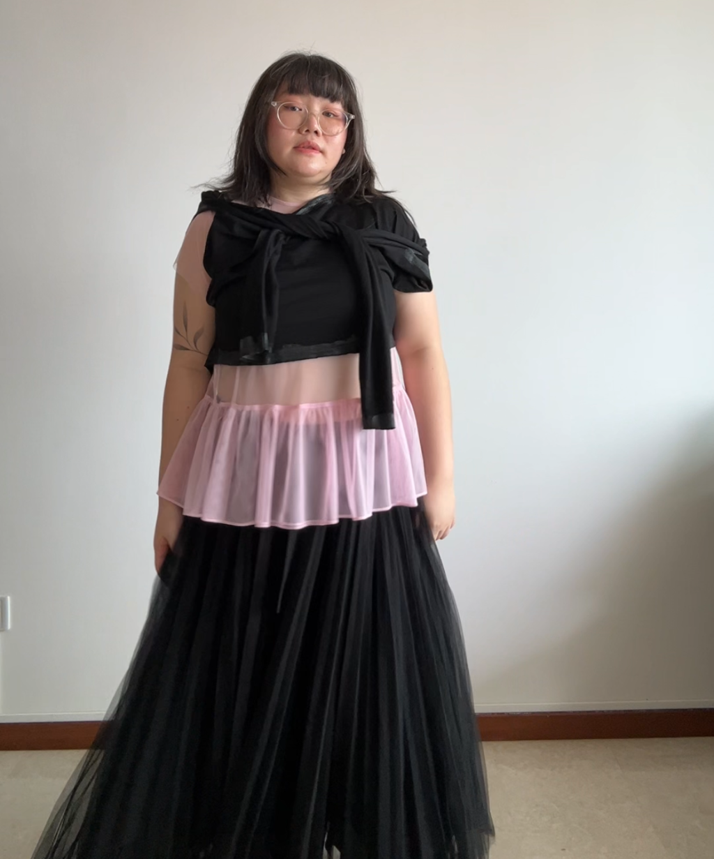 BocBok Pink Sheer Peplum Blouse