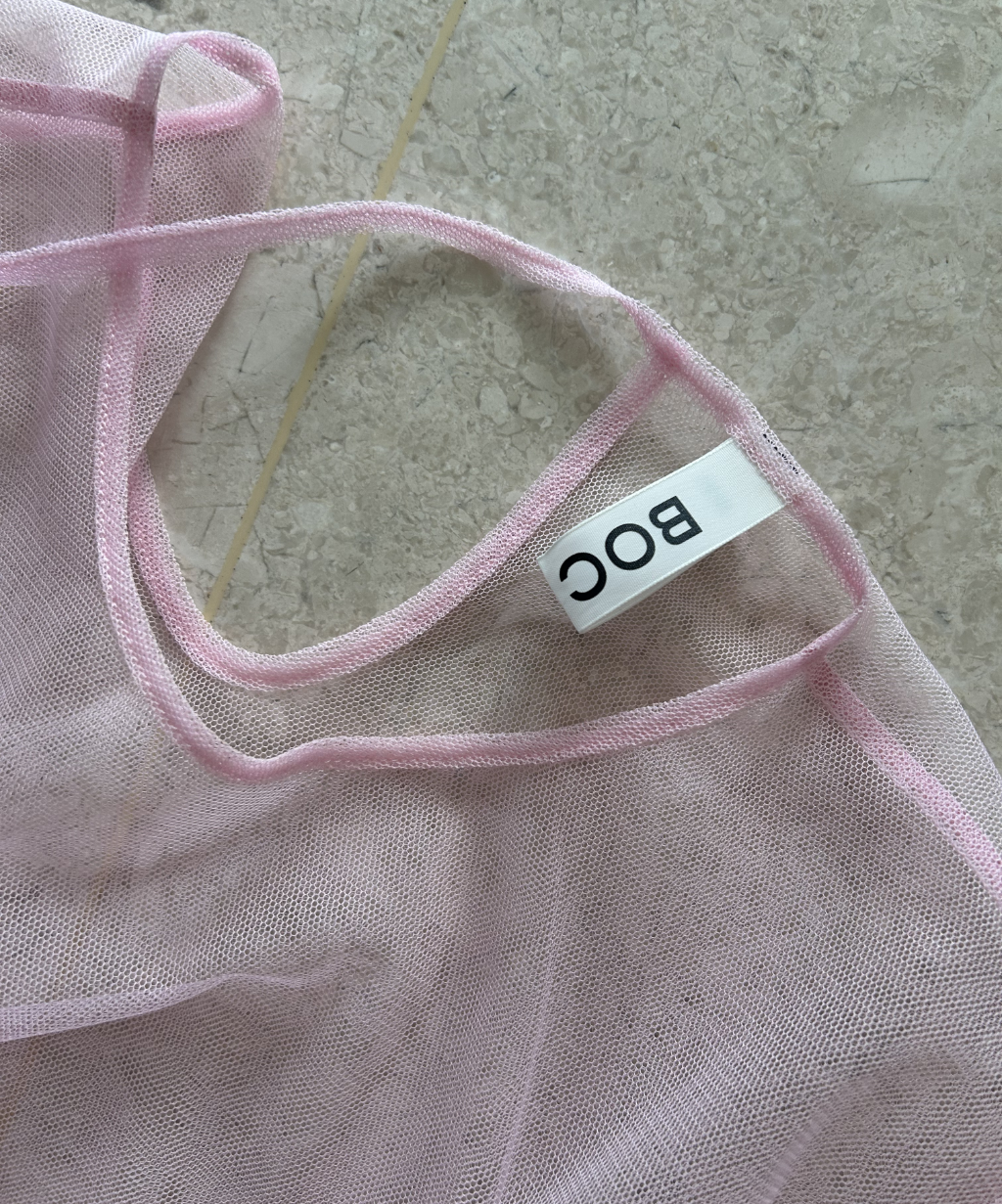 BocBok Pink Sheer Peplum Blouse