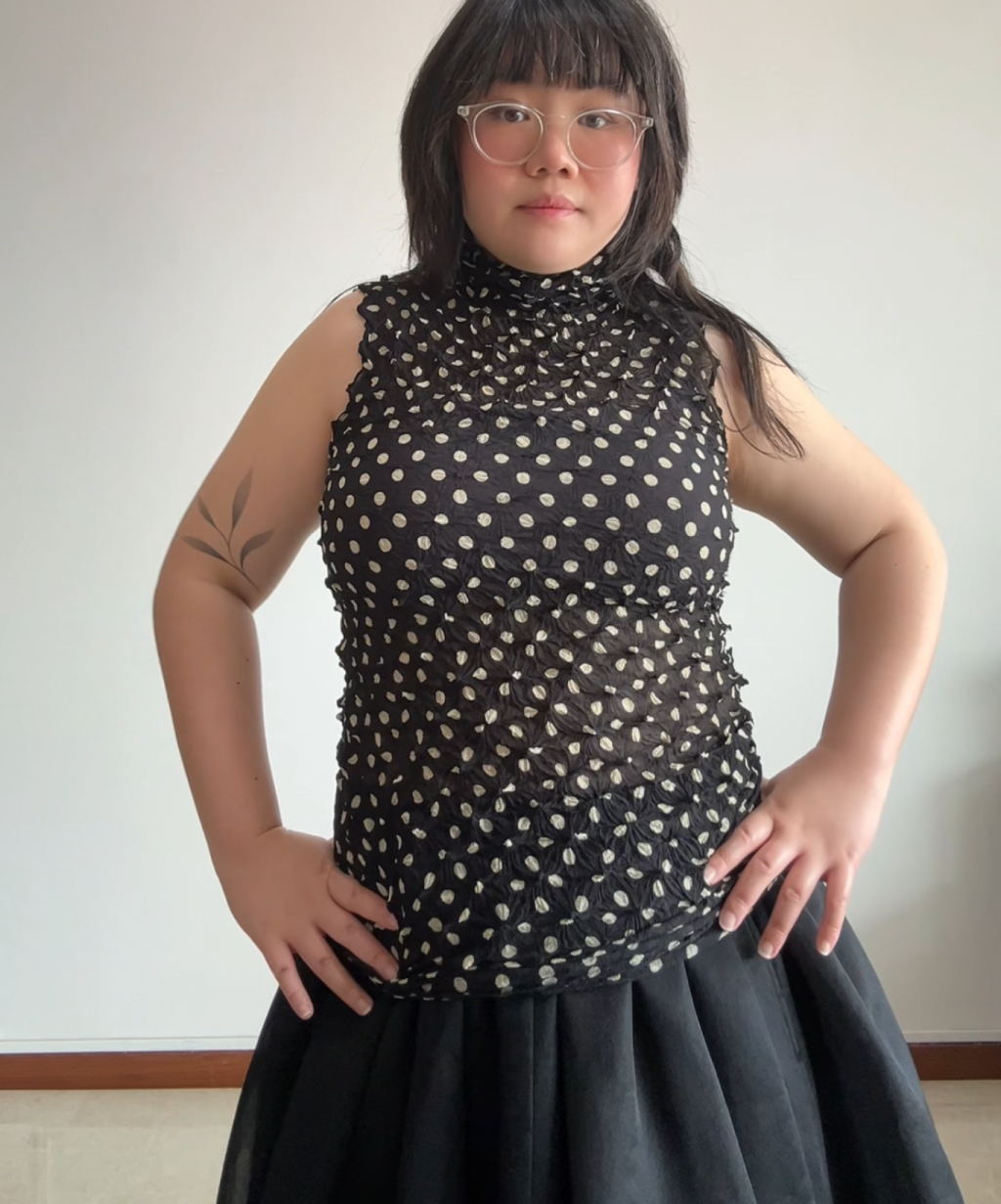 Bunzaburo Shibori Spiky Polka Dot Sheer Top