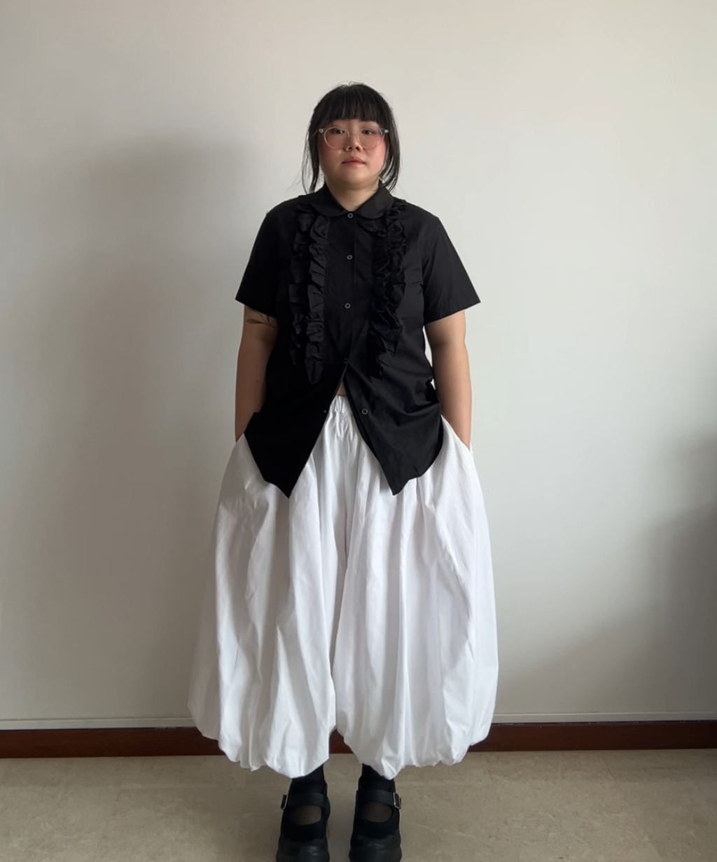 Black Comme des Garcons 2015 Ruffle Short Sleeve Shirt