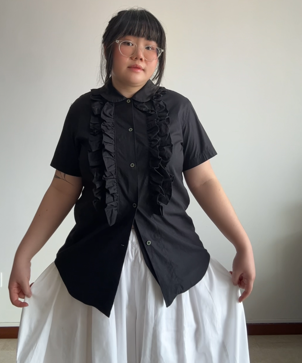 Black Comme des Garcons 2015 Ruffle Short Sleeve Shirt