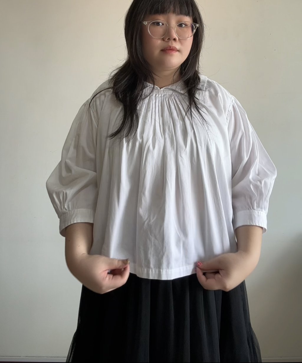 cotton volume gather blouse ホワイト Cotton Gather Blouse - White – MY MUM MADE IT