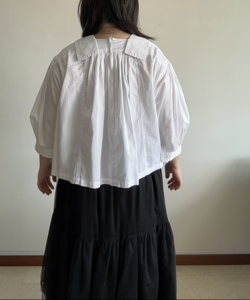 cotton volume gather blouse ホワイト Comme des Garcons Comme des Garcons Gather Volume Blouse