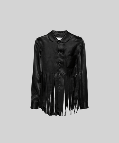 COMME des GARÇONS フード付きブラックケープ S Comme des Garcons Comme des Garcons SS24 Fringe Shirt