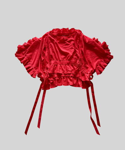 Comme des Garcons Comme des Garcons SS18 Ribbon Drawstring Ruffle Blouse