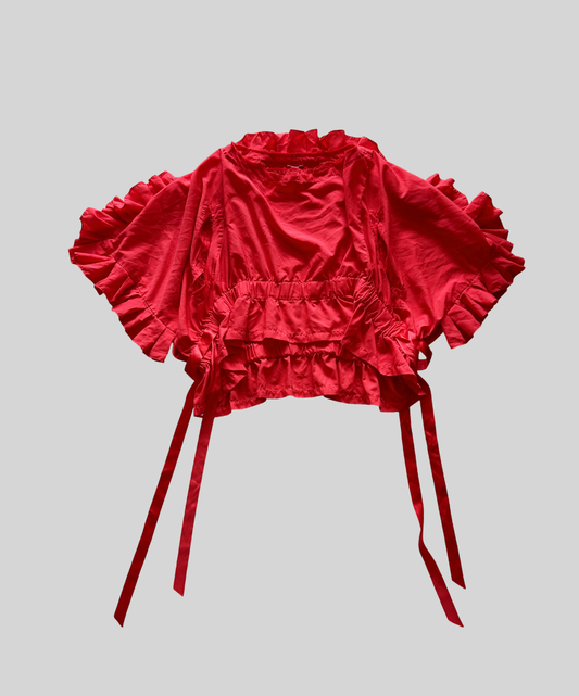 Comme des Garcons Comme des Garcons SS18 Ribbon Drawstring Ruffle Blouse