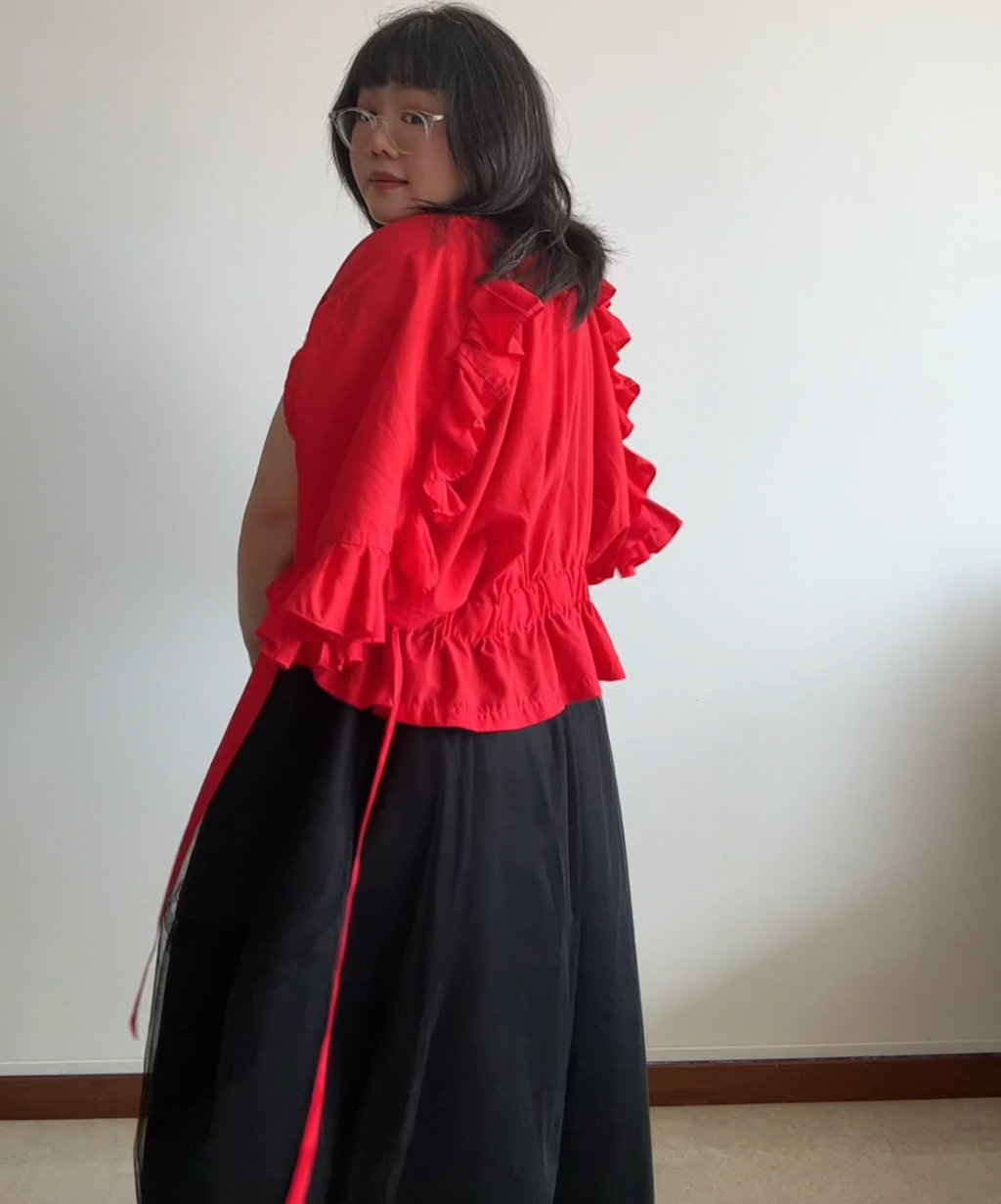 Comme des Garcons Comme des Garcons SS18 Ribbon Drawstring Ruffle Blouse