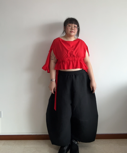 Comme des Garcons Comme des Garcons SS18 Ribbon Drawstring Ruffle Blouse