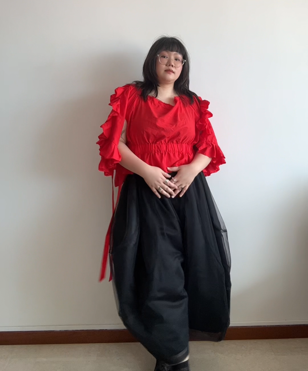 Comme des Garcons Comme des Garcons SS18 Ribbon Drawstring Ruffle Blouse