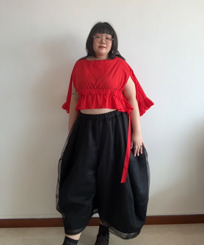 Comme des Garcons Comme des Garcons SS18 Ribbon Drawstring Ruffle Blouse