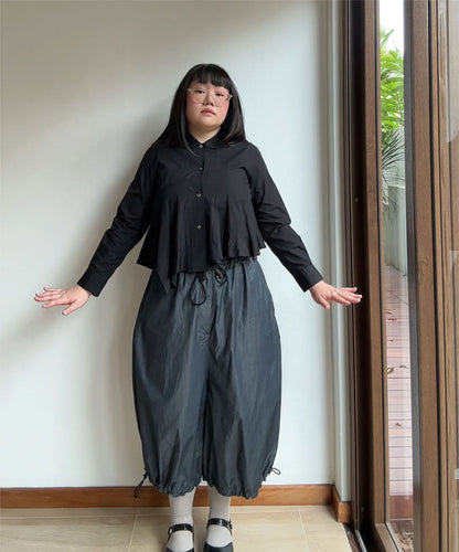 Yohji Ground Y Shirring Nylon Twill Gaucho Pants