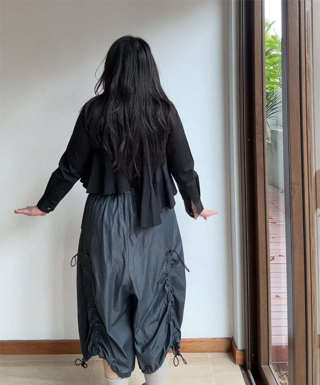 Yohji Ground Y Shirring Nylon Twill Gaucho Pants