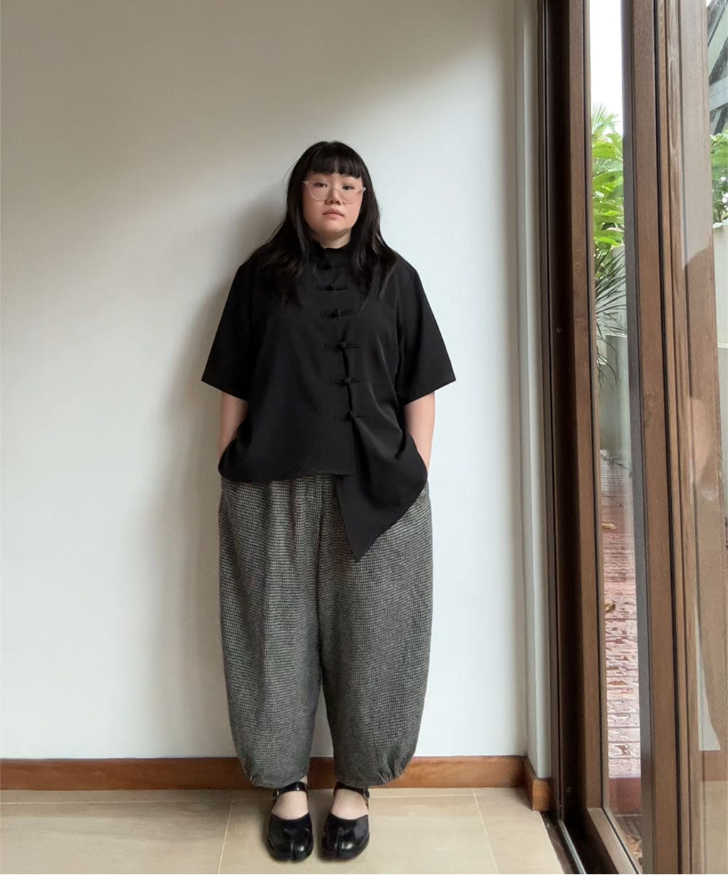 Not Conventional Mandarin Asymmetrical Shirt