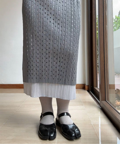Pleats Please Layered Die-cut Polka Dot Skirt