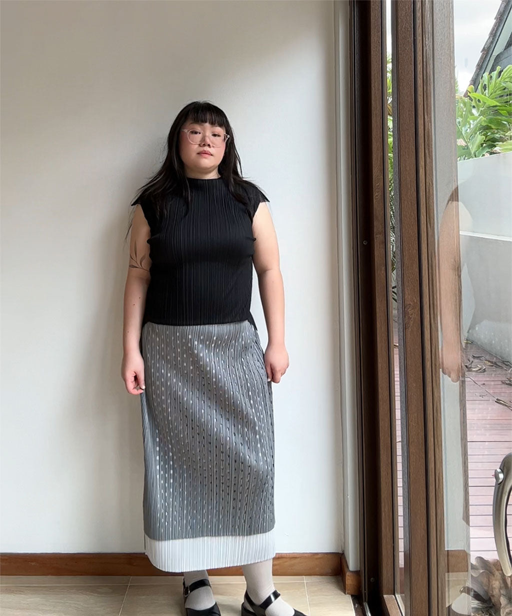 Pleats Please Layered Die-cut Polka Dot Skirt