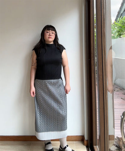 Pleats Please Layered Die-cut Polka Dot Skirt