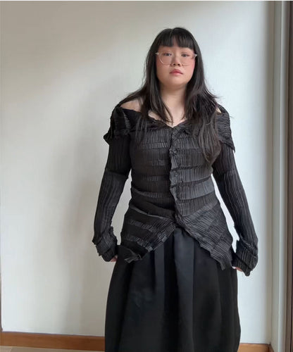 Issey Miyake White Label Sculpted Pleats Cardigan