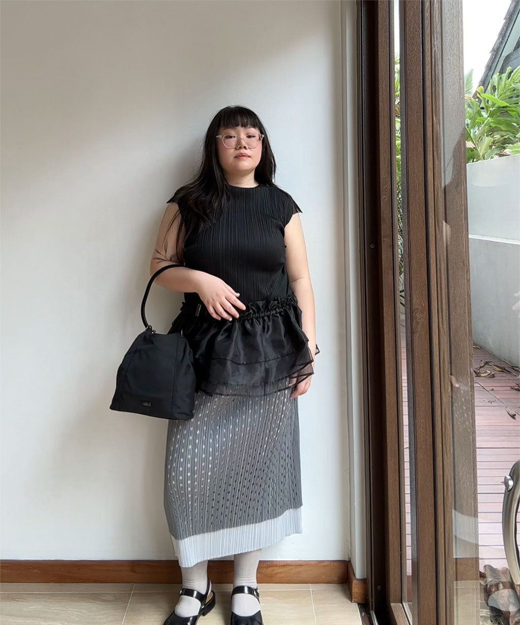 Pleats Please Layered Die-cut Polka Dot Skirt