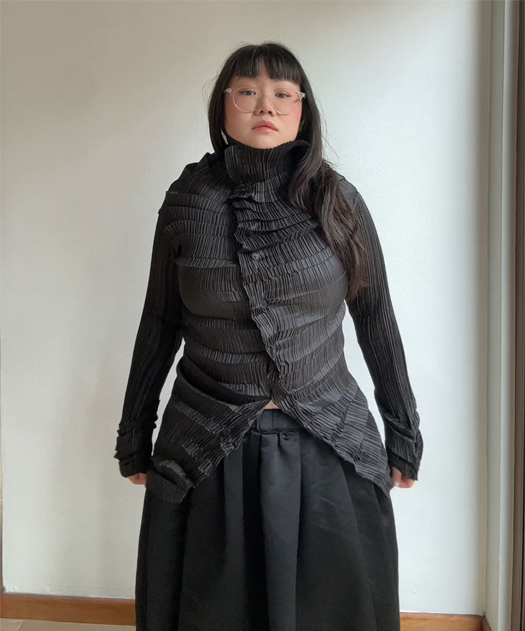 Issey Miyake White Label Sculpted Pleats Cardigan