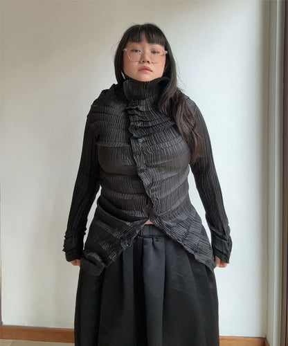 Issey Miyake White Label Sculpted Pleats Cardigan