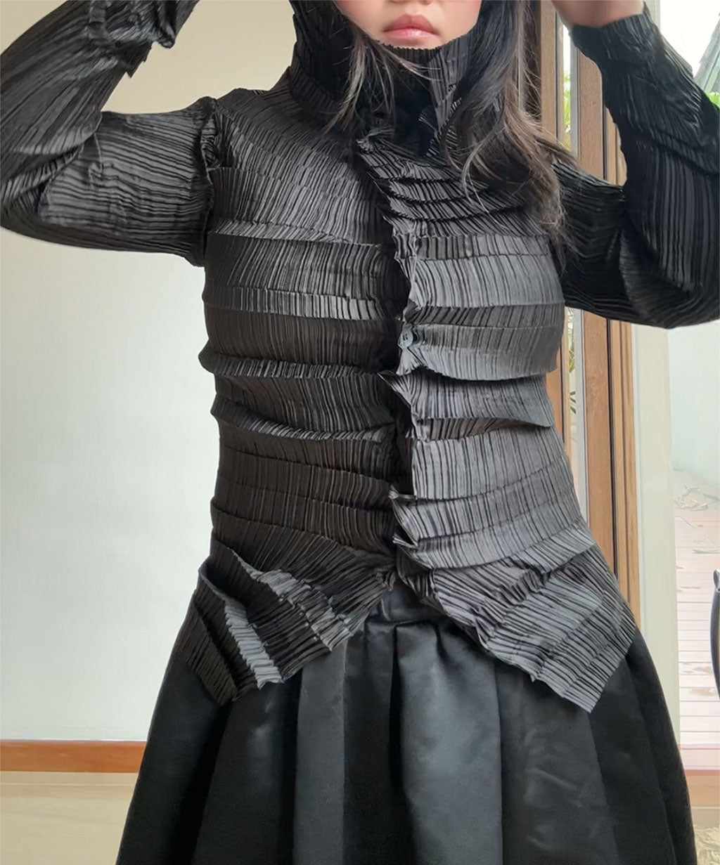 Issey Miyake White Label Sculpted Pleats Cardigan