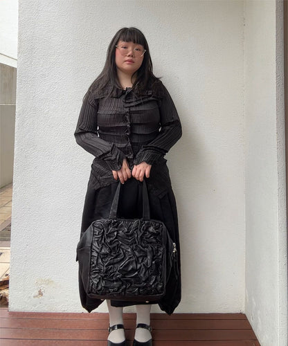 Kawa Kawa Crinkle Leather Big Boston Shoulder Bag