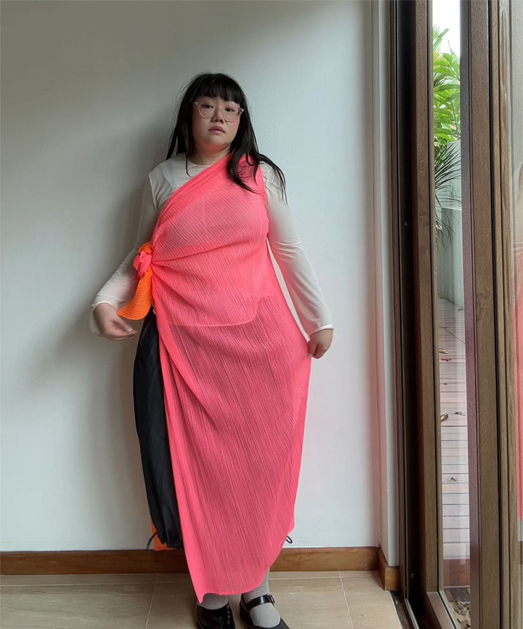 Pleats Please Bicolour Madame-T Mesh Shawl