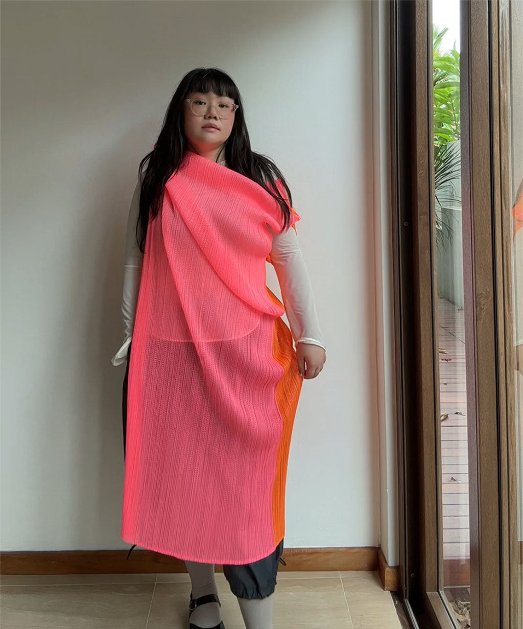 Pleats Please Bicolour Madame-T Mesh Shawl