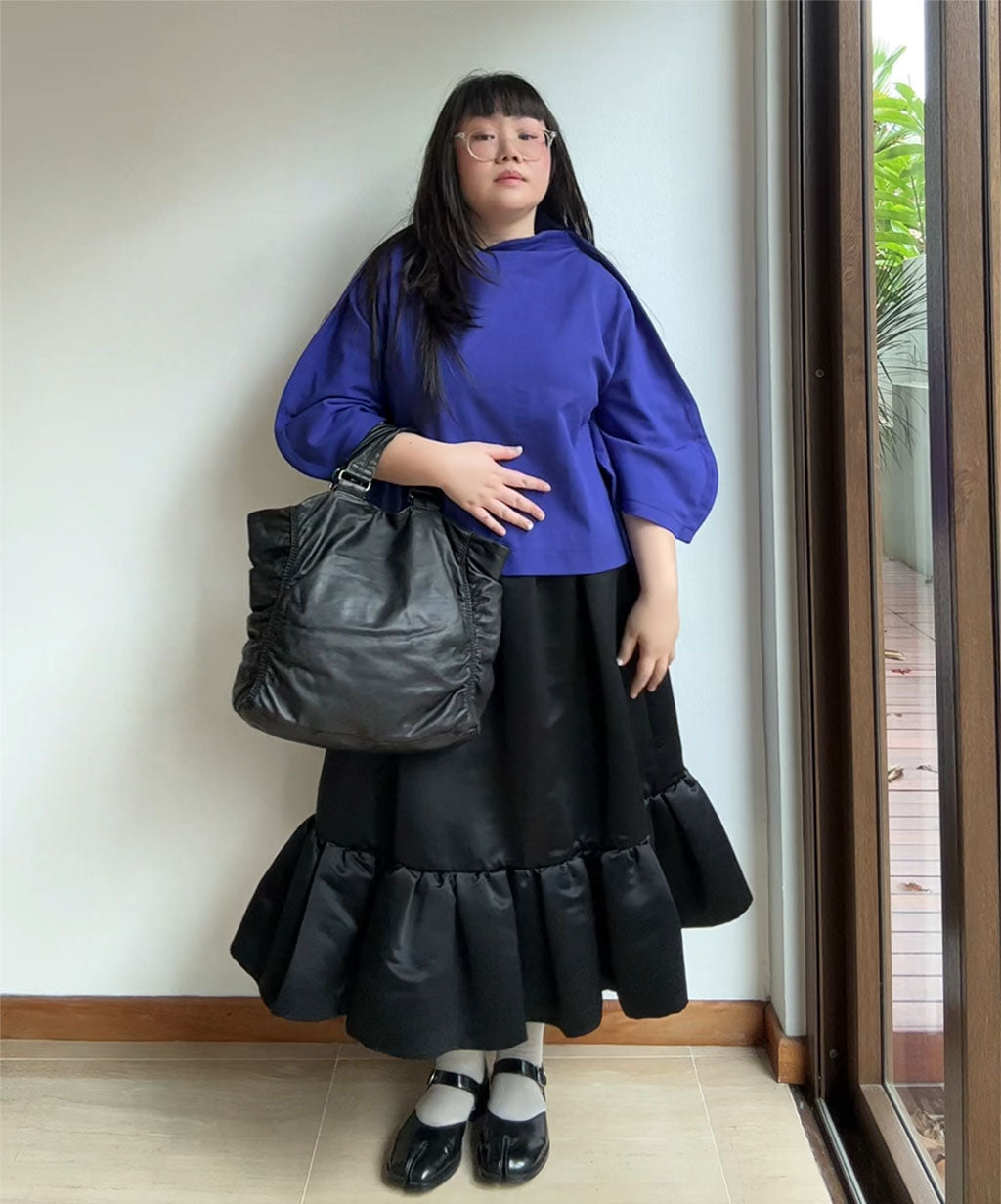 Kawa Kawa Leather Ruffle Tote